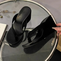 Wedges Women Slippers High Heels Clip Toe Fashion Shoes Designer Woman's Sandals Summer 2025 Flip Flops New Sandalias De Mujer Good Vibrations