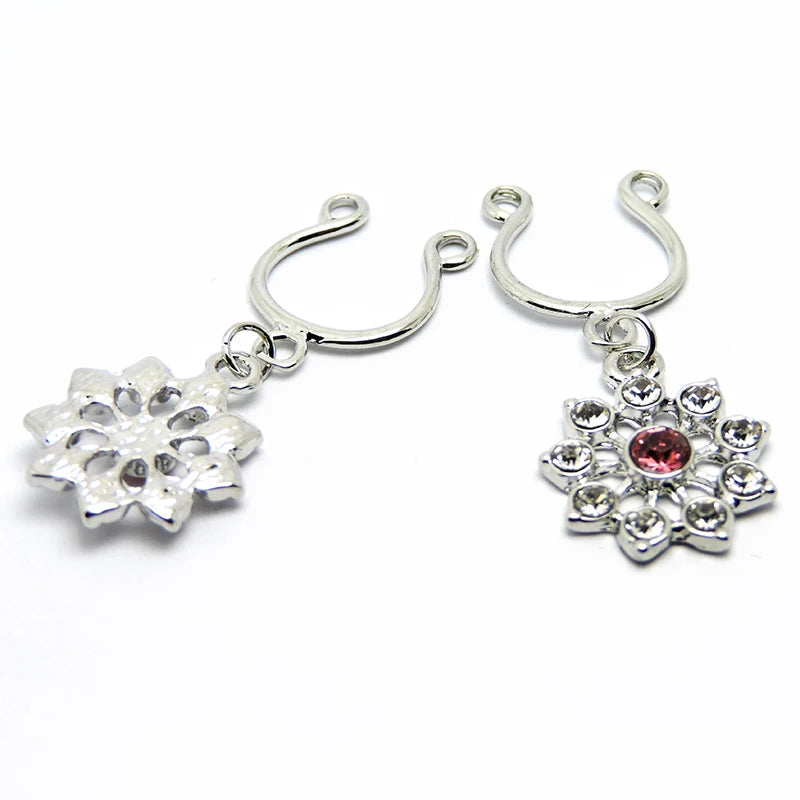 2Pcs High Quality Crystal Adjustable Size y Non Pierced Clip On Nipple Ring Body Jewelrys Nipple Adult Toy Piercing Good Vibrations