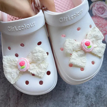 Christmas Gifts INS Bow & Cat Shoe Charms Set Cute Cherry Blossom Hello Kitty for Women Girls’ Sandals & Flip-Flops Good Vibrations
