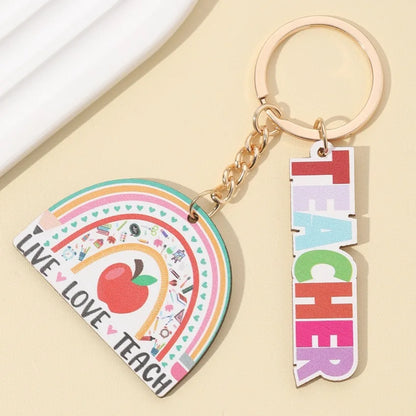 Teachers Day Gift Keychain Graduation Decorations 2025 Bus Book Wood Pendant Bag Charms Tassel Key Chains for Best Friends Gifts Good Vibrations
