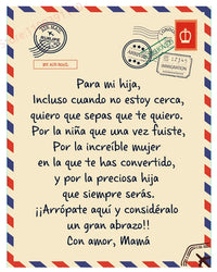 Flannel Blanket-A Mi Hija Letter To My Daughter Express Love Spanish Version Sofa Throw Blanket Thanksgiving Birthday's Day Gift Good Vibrations