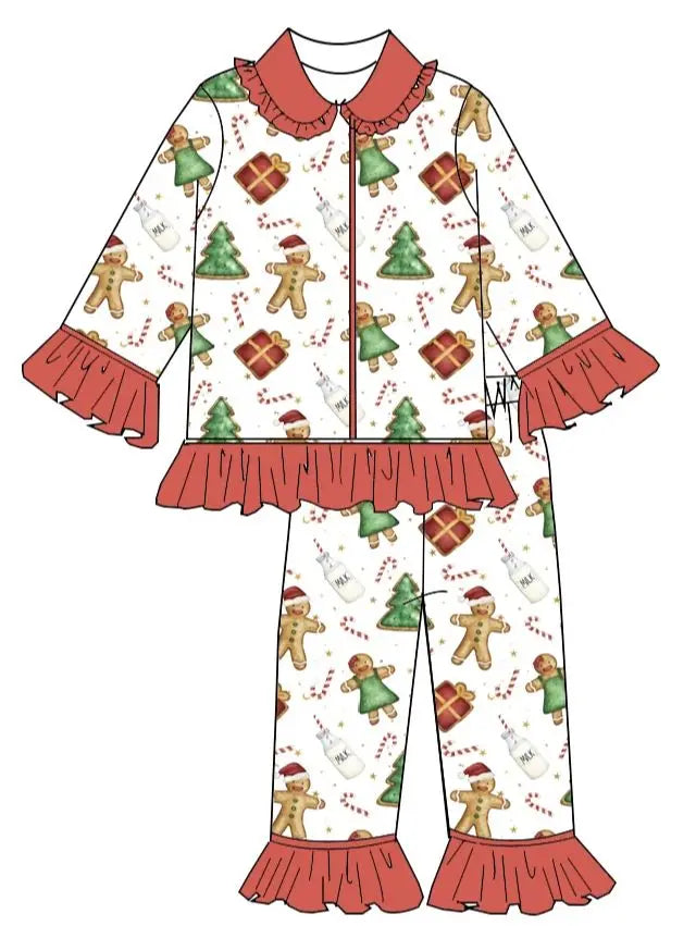 Boutique Children Candy Gifts Cookies Pajamas Sets Kids Christmas Pjamas Button Boys Girls Sleepwear Outfits Good Vibrations