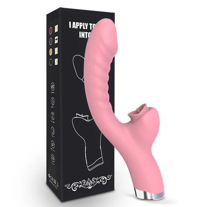 Tongue Licking Vibrator 2 In 1 Adult Women Sex Toys Dildos Vibrators Clitoris Stimulator With 20 Speeds Vibrators Sex Product Good Vibrations