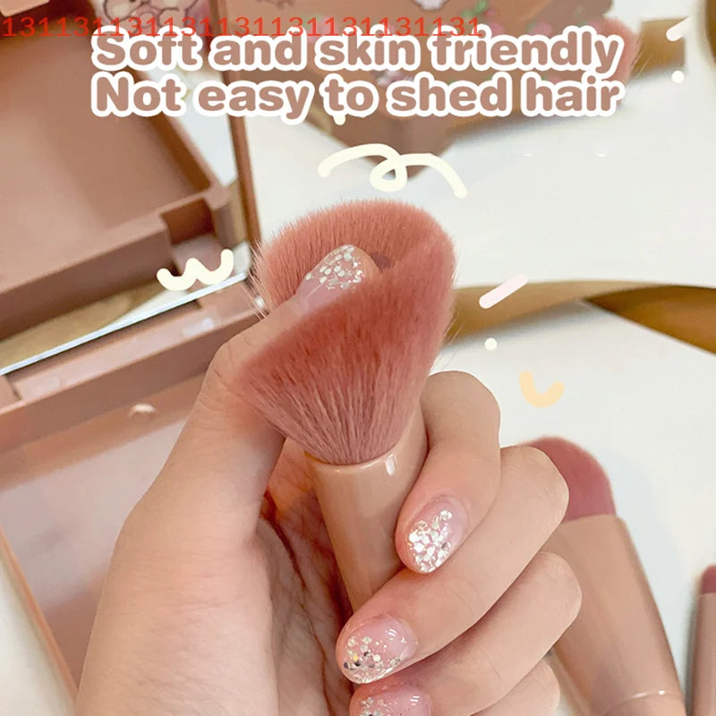 5pcs Travel Size Makeup Brushes Set Mini Makeup Brushes, Small Complete Function Cosmetic Brushes Kit With Case And Mirror Perfe Good Vibrations