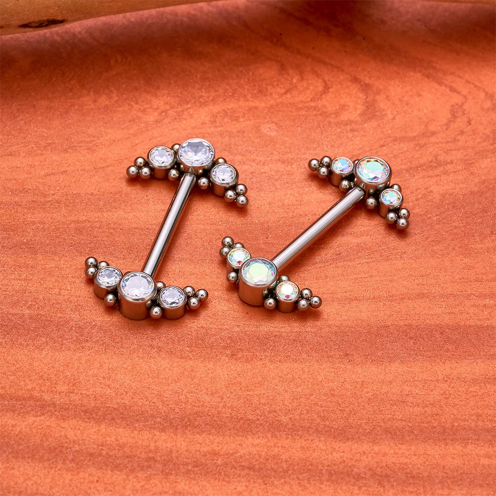 14G Nipple Rings G23 Titanium Barbell Zircon Nipple Shield Piercing for Women Girls Sexy Nipple Piercing Jewelry Good Vibrations