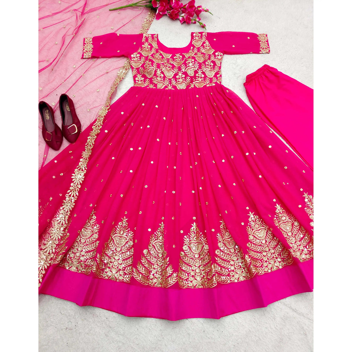 Designer Wedding Dresses Elegant Party Wear Gown with Pendant and Beautiful Dupatta Good Vibrations