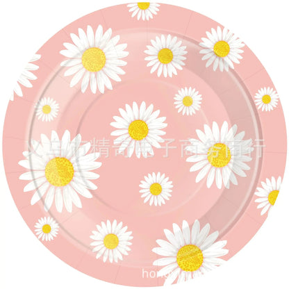 Daisy 2nd Birthday Decorations Party Tableware Plate Napkin Cup Tablecloth Groovy Retro Daisy Two Years Old Birthday Supplies Good Vibrations