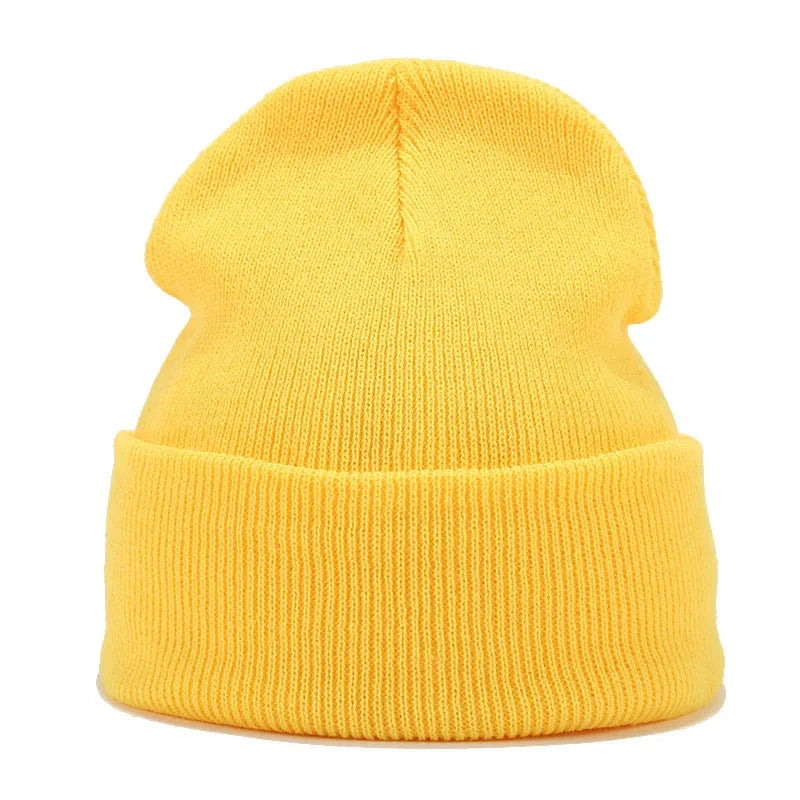 Knitted hats for men and women in autumn and winter, pure color, simple and versatile. Knitted hats with pullovers and cold hats Good Vibrations