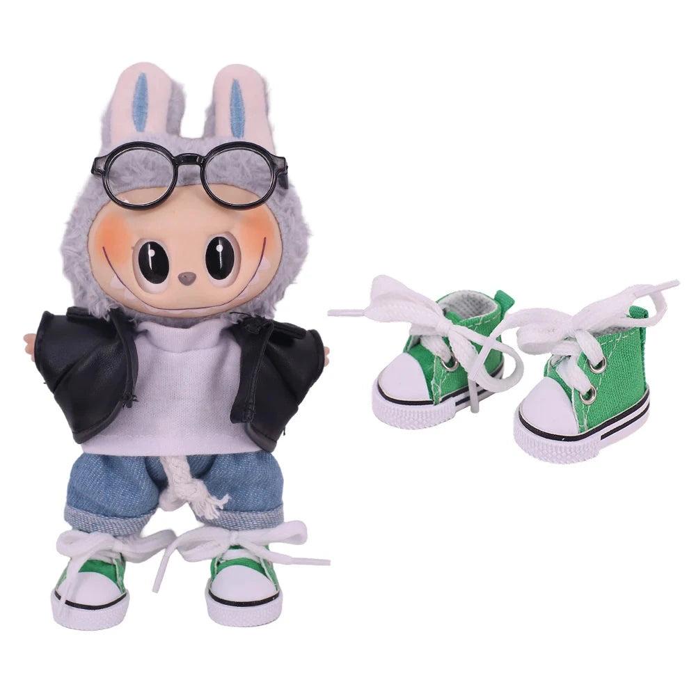 3.8cm Doll Shoes For labubu 17cm Plush Doll Clothes Accessories Girl's Toys ,Christmas Festival Birthday Gift Good Vibrations
