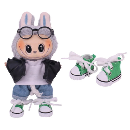 3.8cm Doll Shoes For labubu 17cm Plush Doll Clothes Accessories Girl's Toys ,Christmas Festival Birthday Gift Good Vibrations