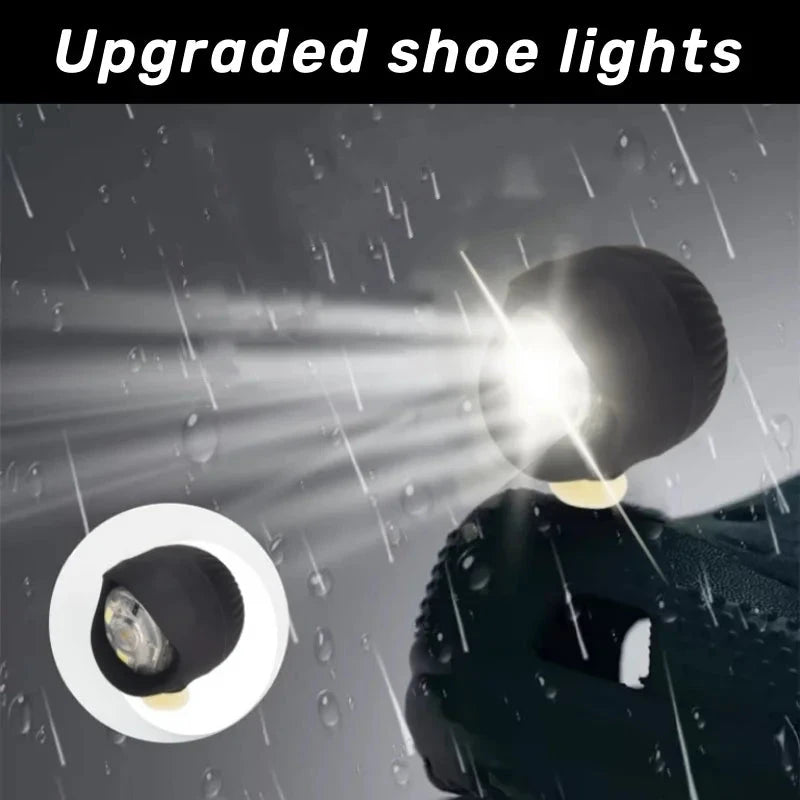 2PCS Outdoor Camping Crocs Headlight Upgrade Rechargeable Adult Children's Shoes Charm Decoration Good Vibrations