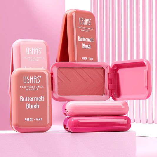 USAHS 7 Color Butter Blush Matte Long-Lasting Waterproof Blusher Natural Facial Contouring Cosmetics Good Vibrations