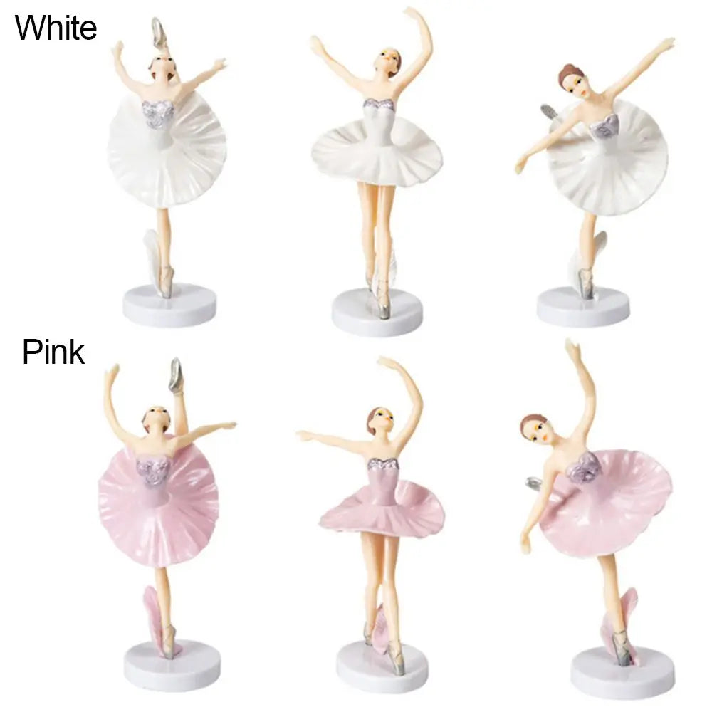 3Pcs Baby Shower Birthday Supplies Cake Decor Party Baking Girl Doll Cake Topper Cupcake Topper Ballet Girls Good Vibrations