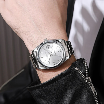 CHRONOS Top Brand Luxury Man Wristwatch Waterproof Luminous Date Men Watches Stainless Steel Quartz Men's Watch Male reloj Good Vibrations