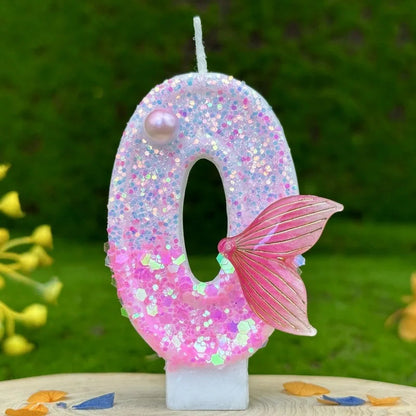 Digital Birthday Candles Party Decoration Birthday Pink Candles Sparkling Pink Beauty Fish Tail Wedding Boys Girls Gifts Number Good Vibrations