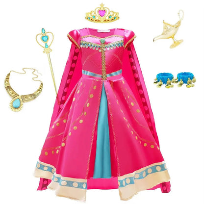 Jasmine Girls Aladdin Costume Halloween Princess Dress Kids Birthday Party Christmas Arabian Cosplay 4 5 6 7 8 9 10 Years Good Vibrations