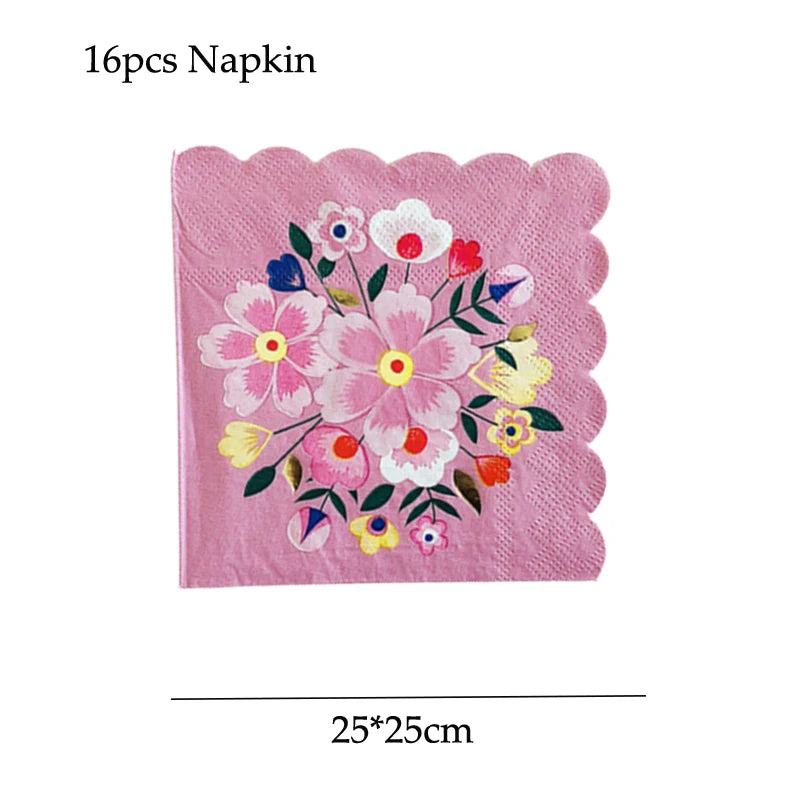 Disposable Tableware Sets Flower Paper Plates Cups Napkins Straw Party Supplies Kids Girl Baby Shower Wedding Birthday Decor Good Vibrations