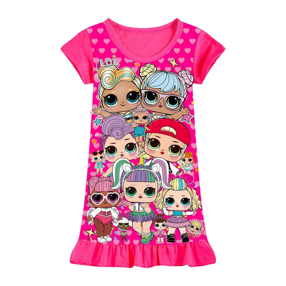 New kids Nightdress Elsa Cartoon Dress Minnie Printing Sleepwear Girls Nightgowns Children Party Dresses Pajamas Girls Dress Good Vibrations