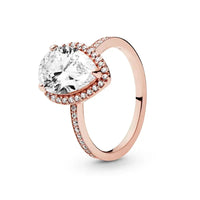 Fashion Jewelry 925 Sterling Silver Classic Rose Gold Series Ring Shining Crown Charm Ring Women's Birthday Exquisite Gift Good Vibrations