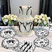 Black Bow Tie Party Disposable Tableware Sets Plates Cups Napkins Tablecloth For Wedding Birthday Party Dinnerware Decoration Good Vibrations