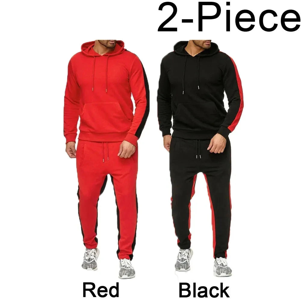 Men's 2 Piece Tracksuit Color Block Sweatsuit Stripes Casual Winter Long Sleeve Warm Moisture Wicking Breathable Sportswear Suit Good Vibrations