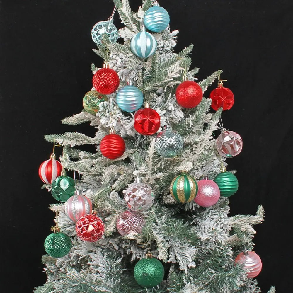12PCS High-quality Plastic Christmas Ball Set 6CM Suspensable Xmas Ornament Ball 6 Colors Xmas Baubles Scene Supplies Good Vibrations
