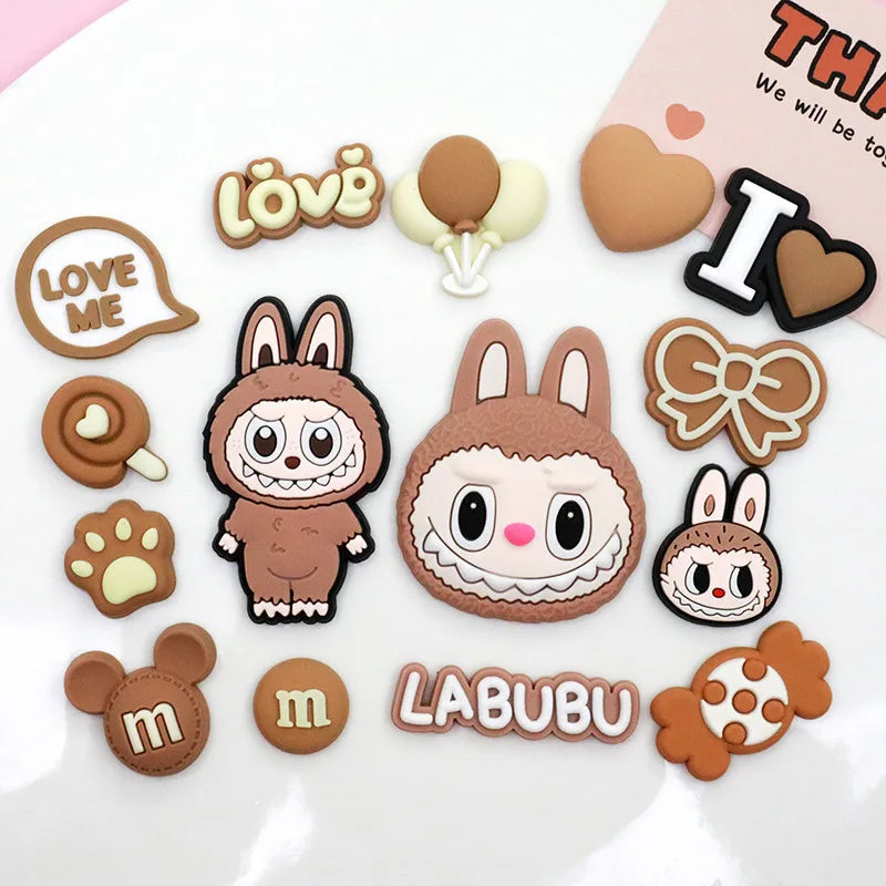 15pcs Hot Toys New Cartoon Shoe Charms Designer for Shoe Accessories Dreations for Sandals Sneaker Classic Clog Kids X-mas Gifts Good Vibrations