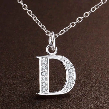 26 Letters 925 Sterling Silver Necklace Pendant Zircon For Women Exquisite Student Girlfriend Jewelry Accessories Wedding Gift Good Vibrations