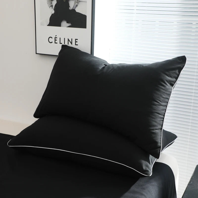 Black Color Bedding Set For Adults Simple Style Double Bed Sheet Sets Single/Queen/king Bed Cover Full Set Plain Bedding 이불세트 Good Vibrations