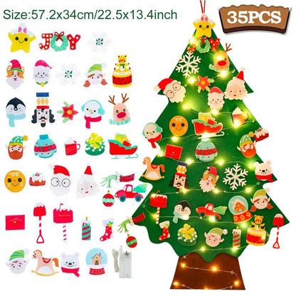 Kids DIY Felt Christmas Tree Merry Christmas Decorations For Home 2025 Christmas Ornaments Navidad 2026 New Year Gifts Xmas Tree Good Vibrations