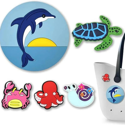 5 Pcs Mom Life Dog Summer Charms for Bogg Bag, PVC Rubber Totes Inserts Charms Accessories for Handbag Beach Tote Bag Good Vibrations