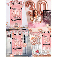 30th 40th 50th Birthday Decorations Women 30th Birthday Balloon Rose Gold Happy Birthday Banner 40th Happy Birthday Balloon Good Vibrations