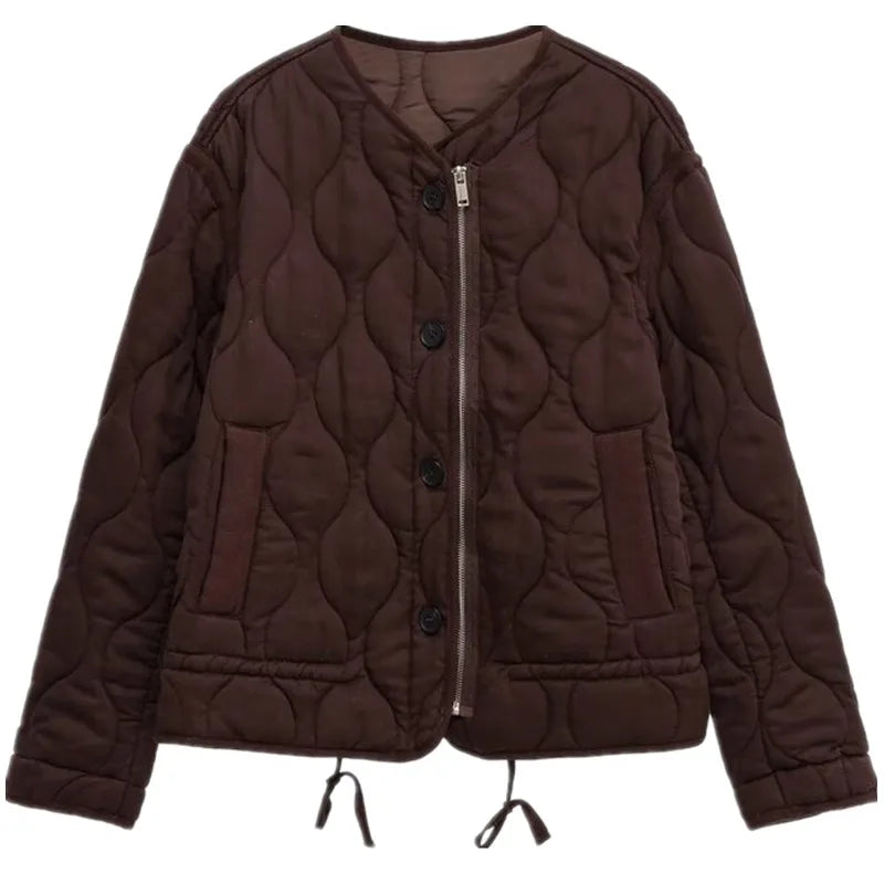 Loose Long Sve round Ne Cotton Jaet Women's Spring Autumn New Sle Casual Comfortable Outerwear Zipper Closure  ... Good Vibrations