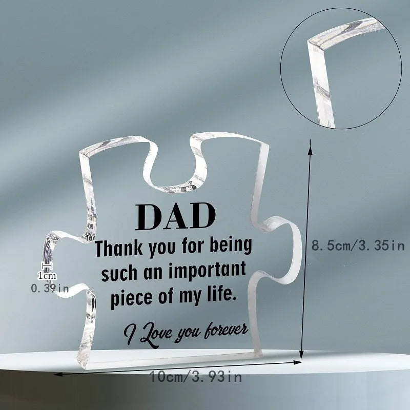 Meaningful Dad Puzzle Shaped Acrylic Plaque Gift for Dad Who Has Everything, a Lasting Expression of Your Love Good Vibrations