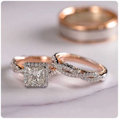 Charm Couple Rings Men Stainless Steel  Rhinestones Zircon Women Wedding Band  Set Valentine Day Jewelry Good Vibrations