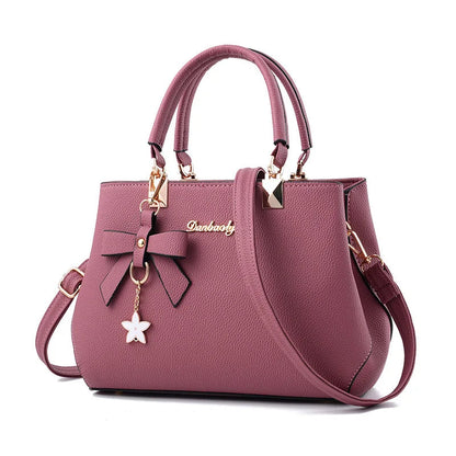 Yogodlns Elegant Women Messenger Bags with flower pendant Office Ladies Totes Pure Handbag for female Crossbody Shoulder Bags Good Vibrations