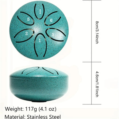 3 Inch Steel Tongue Drum - 6 Tone Handheld Instrument for Meditation & Yoga, Perfect Musical Gift for Beginners Good Vibrations