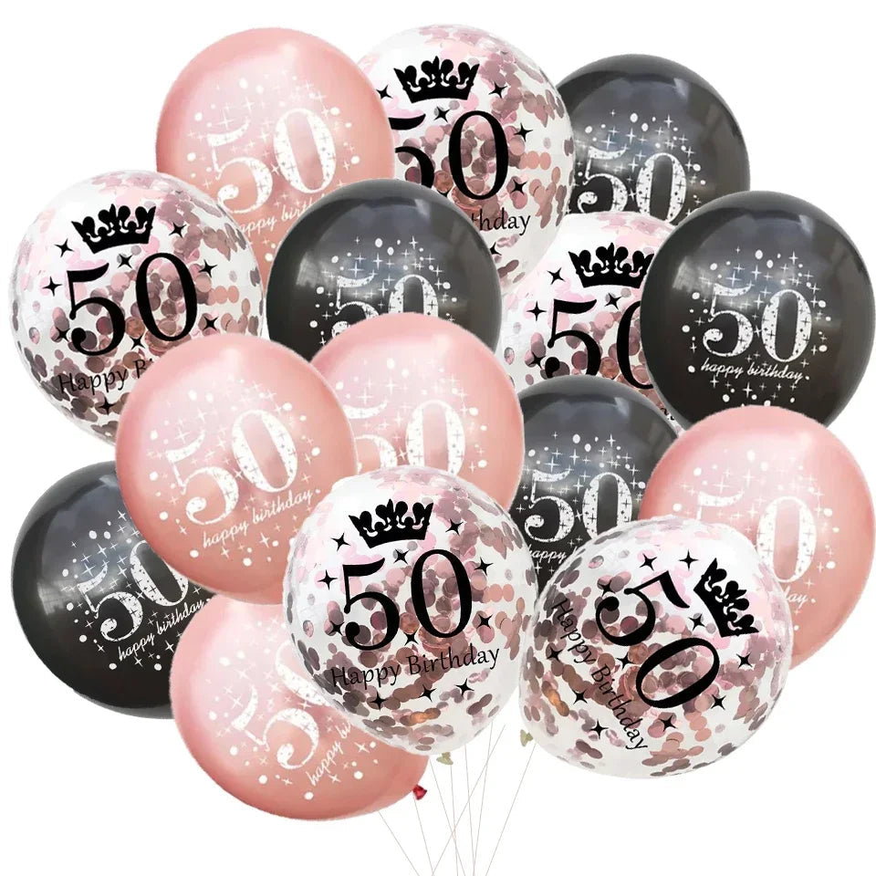 15pcs 18th Happy Birthday Balloon Decor 12 Inch Confetti Latex Balloons for 18 20 30 70 Years Old Birthday Celebrate Decoration Good Vibrations