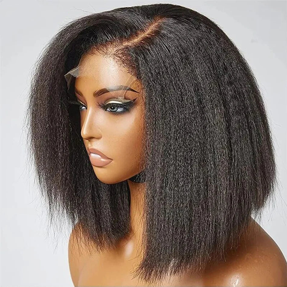 Wear And Go Glueless Wigs Yaki Straight Bob Wigs 13x4 Lace Front Wigs Human Hair Kinky Straight Lace Frontal Wigs Tissage Humain Good Vibrations