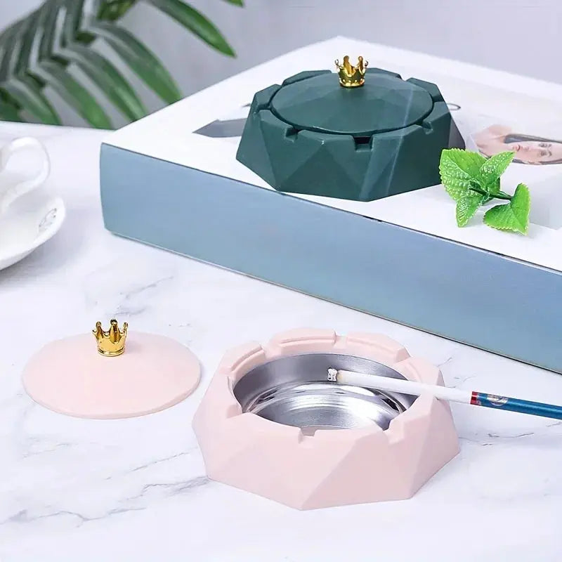 1PC Car Interior Ashtray Simple Crown Stainless Steel Liner Ashtray Office Home Universal Ornaments Dust Rubbish Finishing GOOD Vibrations Adult Super Store