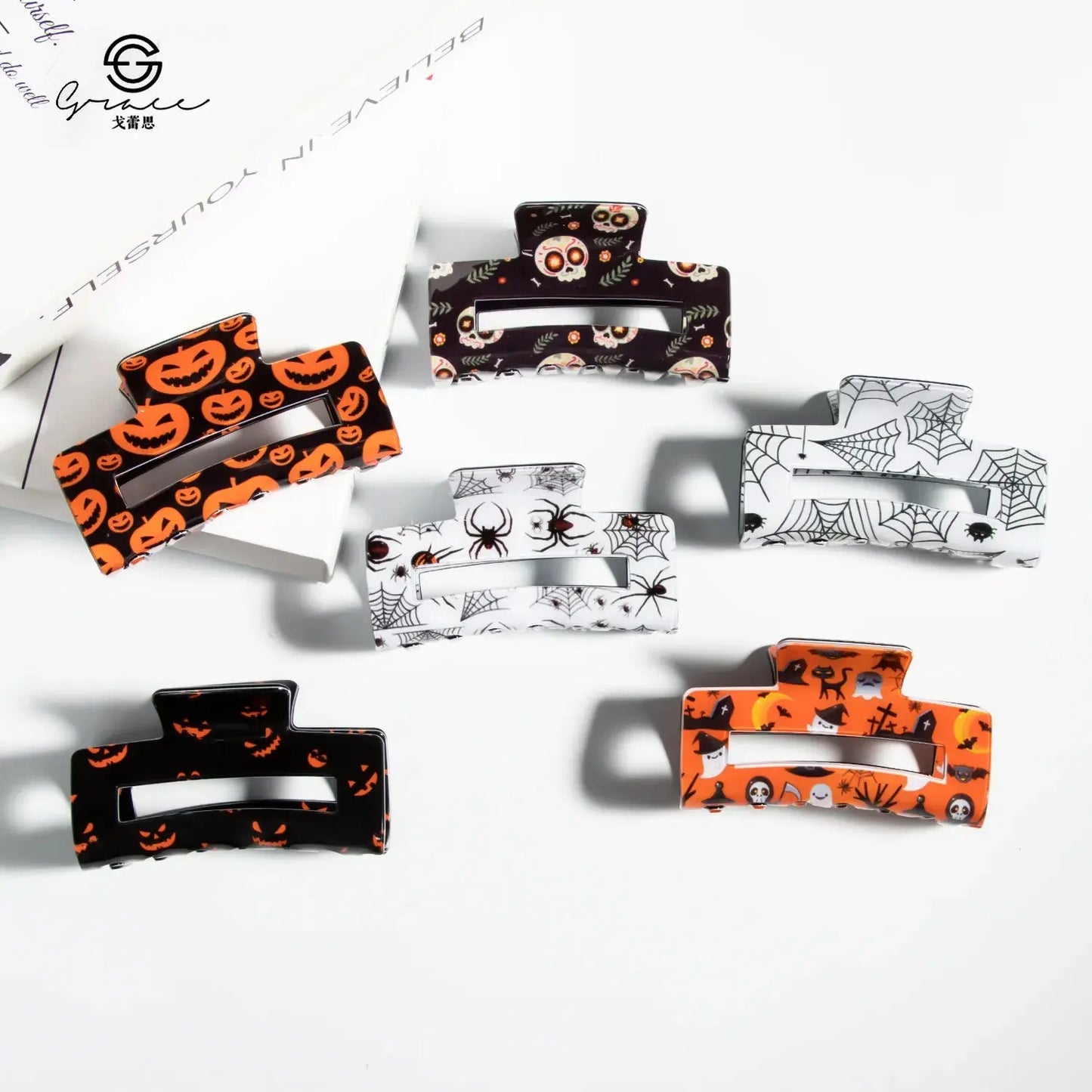 Women's Ghost Pumpkin Hairpin Ghost Face Halloween Grab For Cool Girls Funny And Joyful Hairpin Spider Web Side Clip Decorations Good Vibrations