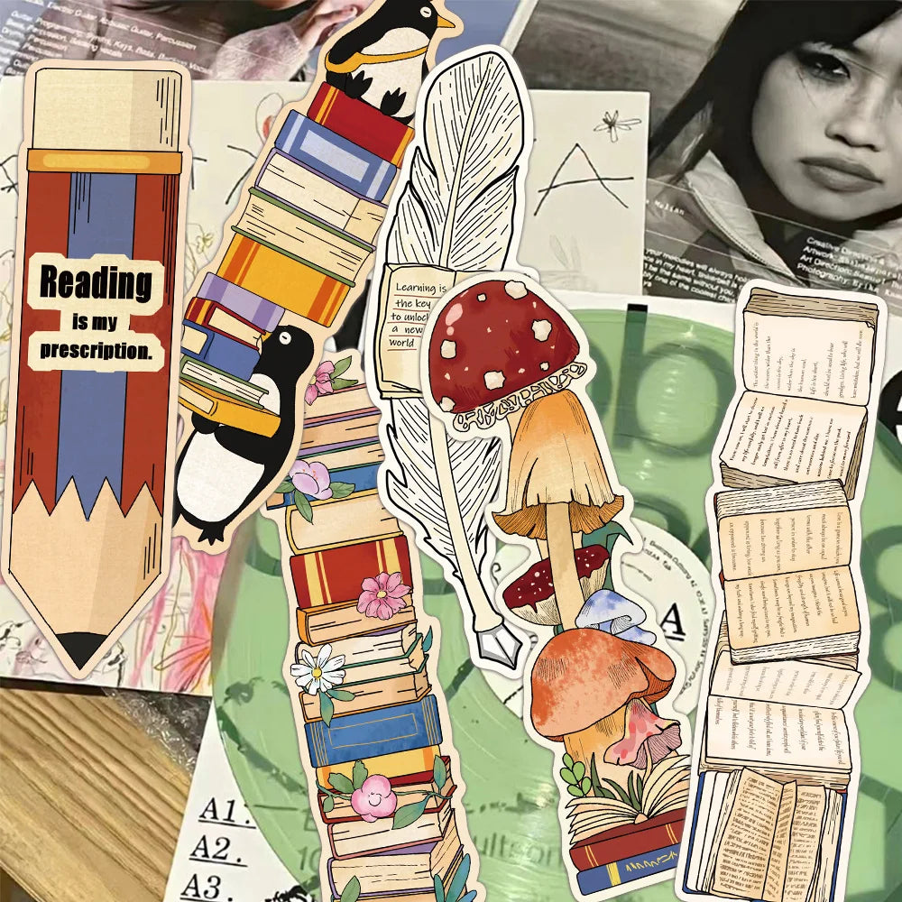 30pcs Bookmarks DIY Students Reader Page Markers Library Office Page Markings Retro Romantic Reading Books Bookish Paper Good Vibrations