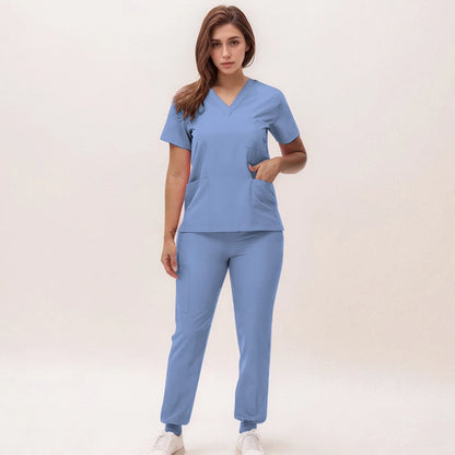 2025 New Nurse Uniforms V-neck Top Jogger Pants Scrub Sets Surgical Workwear Dentist Nursing Suit Hospital Doctor Outfit S21 Good Vibrations