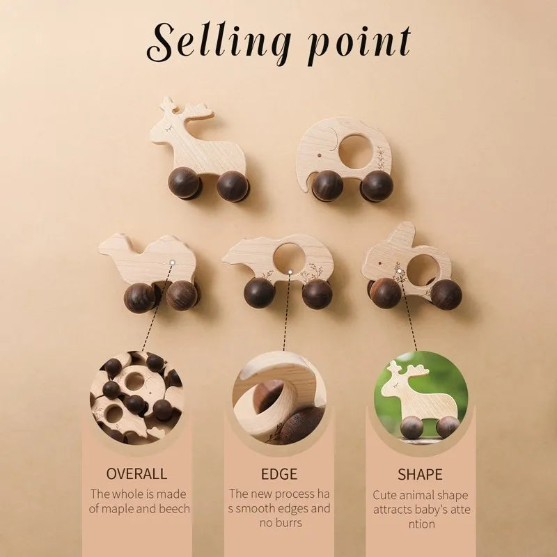Wooden Cars Toys Maple Diy Crafts for Students Home Activities Montessori Grasping Teething Toy Newborn Birthday Gift Wood Block Good Vibrations