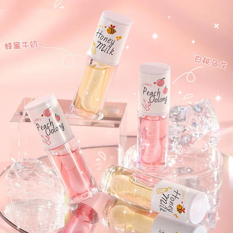 Peach Lip Oil Gloss Plumper Moisturizing Non Sticky Sexy Water Glossy Long-Lasting Transparent Liquid Lipstick Good Vibrations