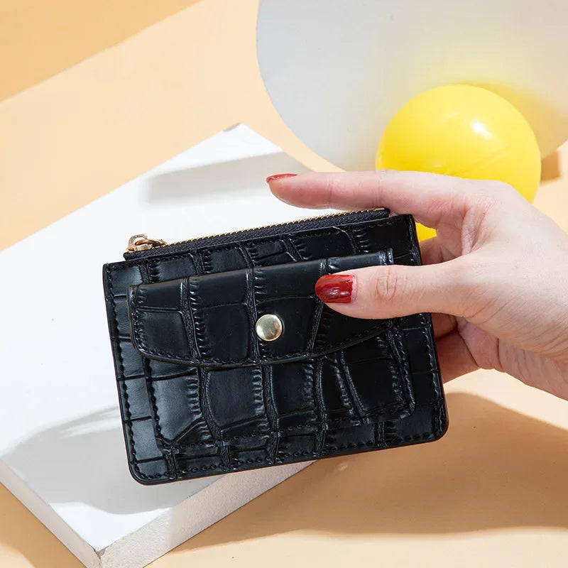Pu Leather Mini Coin Purse for Women Stone Pattern  Girl Cute Zipper ID Bus Card Wallet Women Lady Money Wallet Key Case Bags Good Vibrations