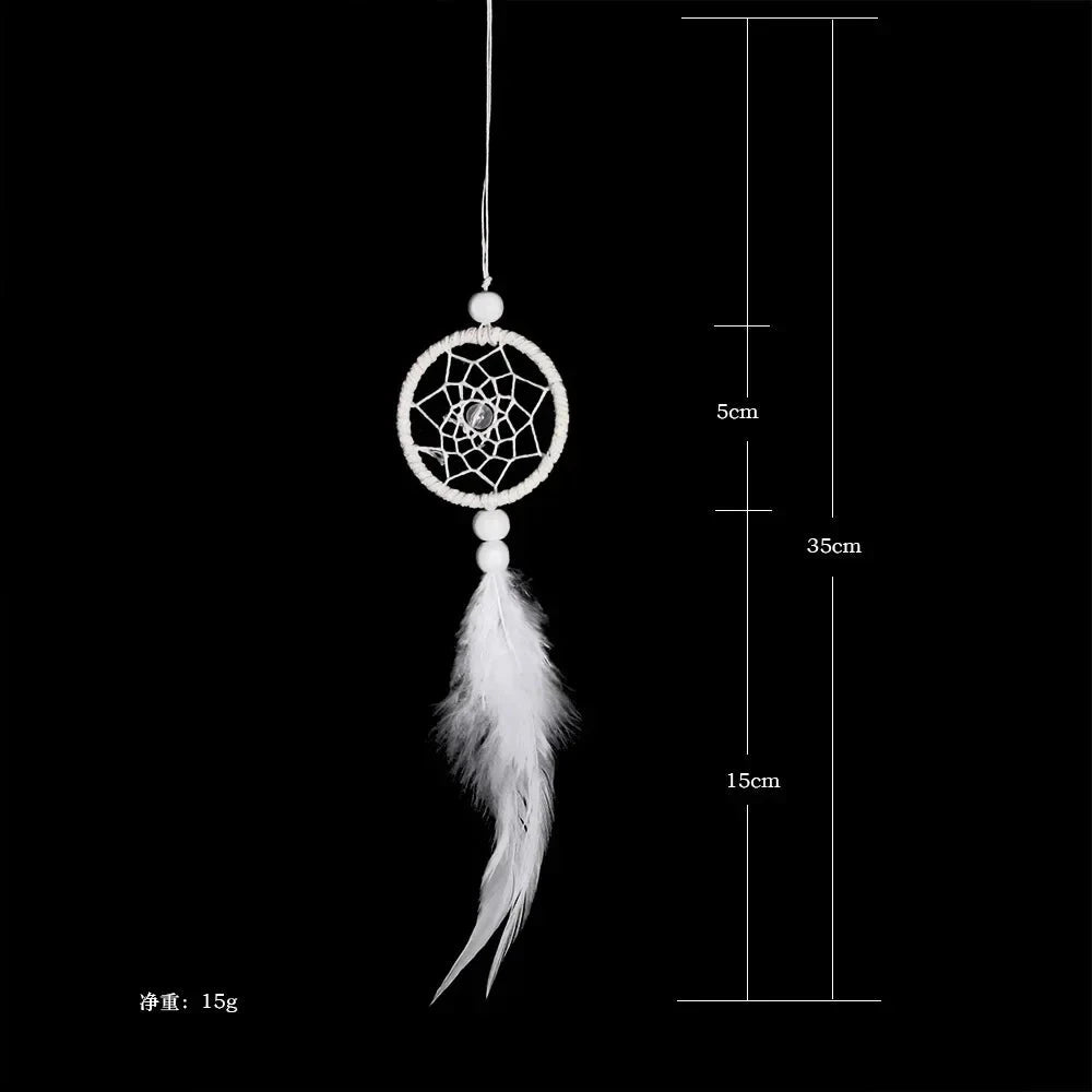 Car Ornament Interior Accessories Dream Catcher Car Pendant for Girls Feather Crystal Mirror Hanging Pendant Home Decor Lucky Good Vibrations