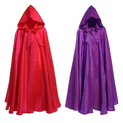 Halloween Party Costume Women Men Adult Long Robe Hooded Cloak Witchcraft Christmas Holiday Solid Color Medieval Cape Good Vibrations