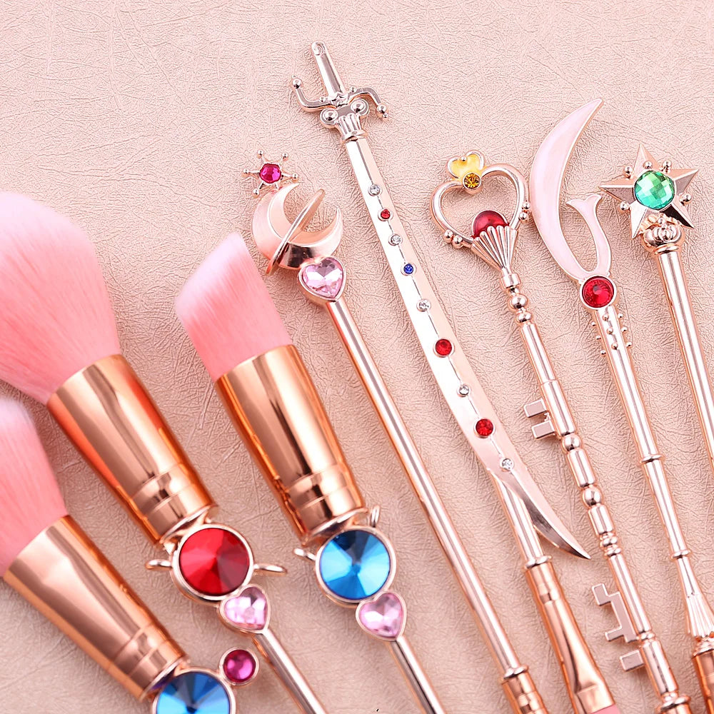13 PCS Sailor Moon Makeup Wand Weapon Brushes Set Eye Shadow Foundation Cosmetic Brush Eyeshadow Blush Beauty Soft Make Up Tools Good Vibrations
