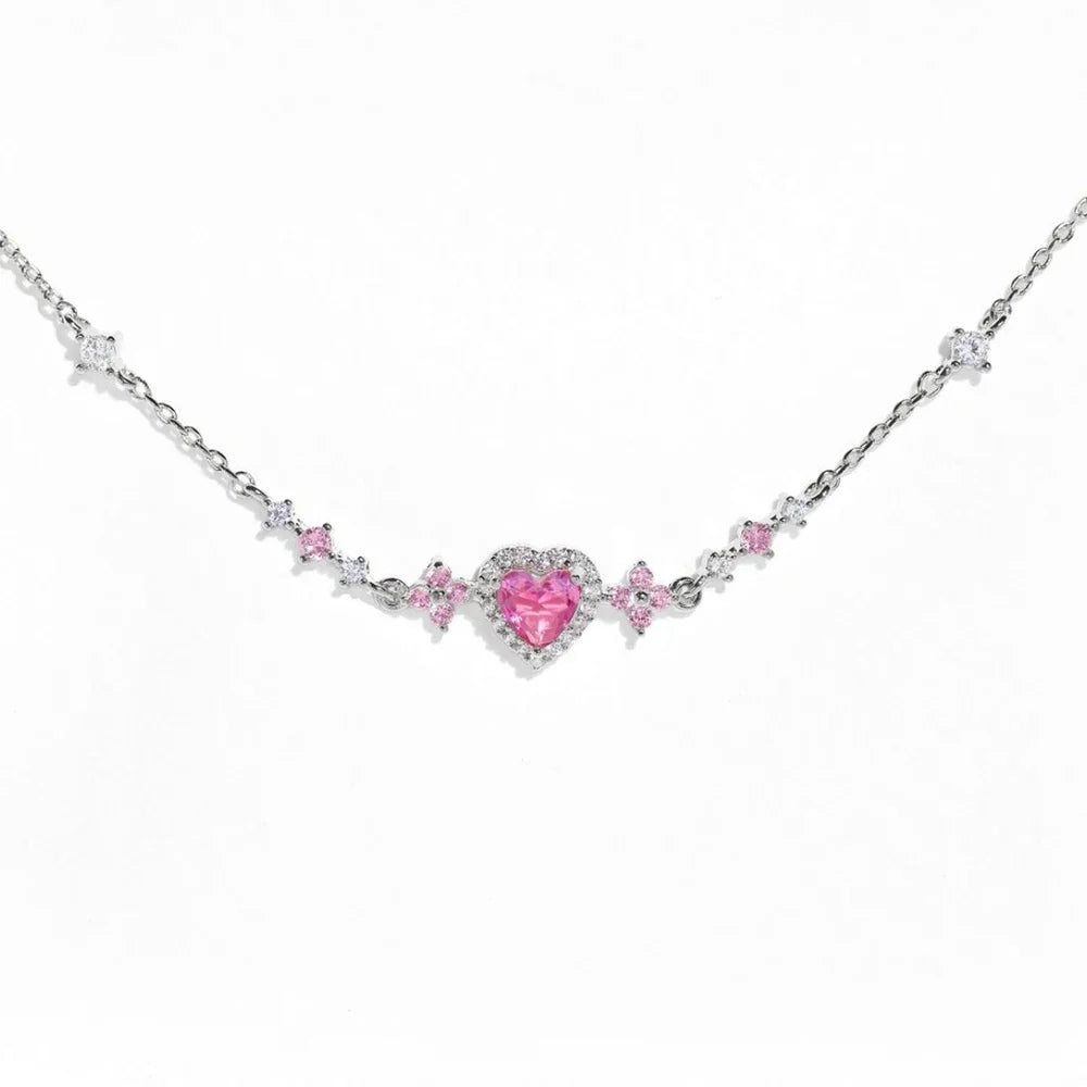 Y2K Exquisite Sweet Pink Zircon Bowknot Love Heart Chain Bracelet For Women Girls Party Birthday Jewelry Gift Good Vibrations Adult Super Store